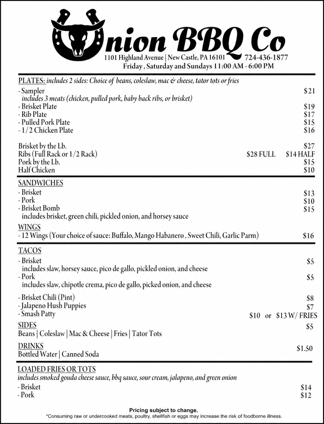 Union BBQ Company Digital Menu